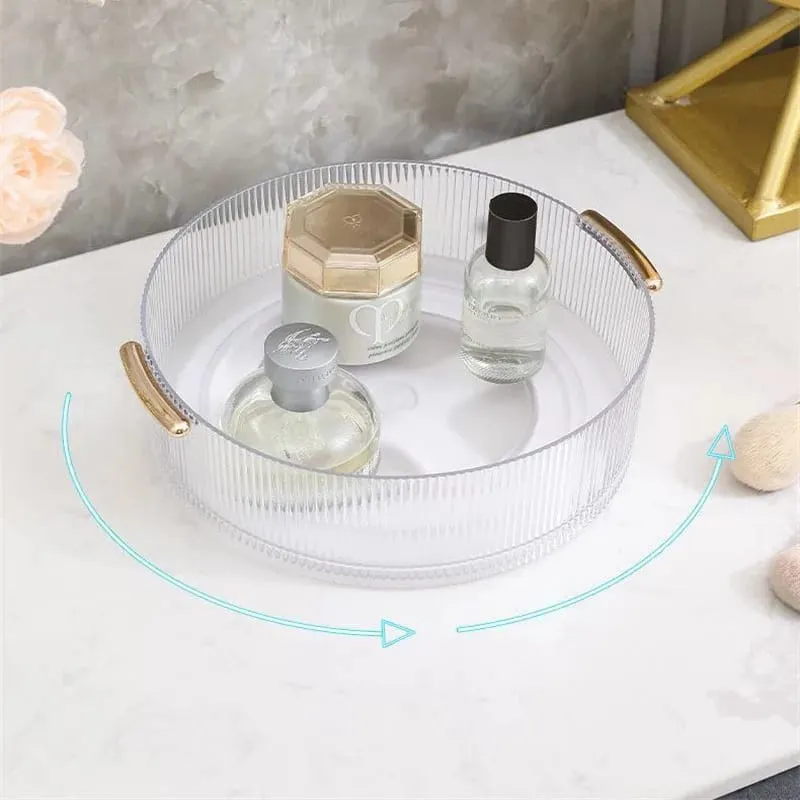 360 ° หมุนได้อะคริลิโปร่งใสที่จัดแต่งหน้าเครื่องสำอางเครื่องมือกล่องเก็บแปรงแต่งหน้าออแกไนเซอร์ตะกร้าเก็บออแกไนเซอร์ — image 3