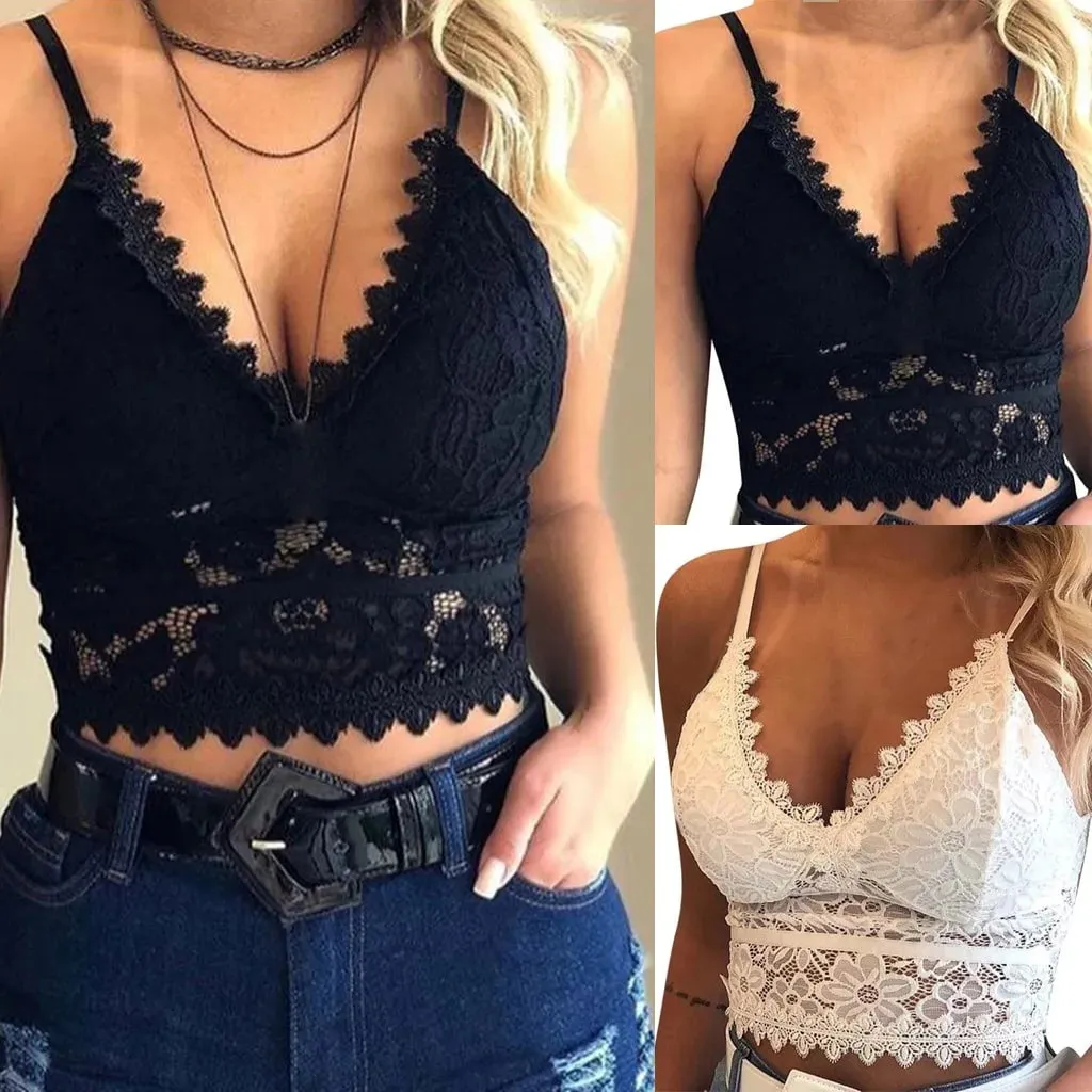 Sexy Spitze, aushöhlendes Netz, durchsichtig, schlankes, rückenfreies Neckholder-Crop-Top, Spaghettiträger, durchsichtige Stickerei, Leibchen, Weste, Korsett — image 5