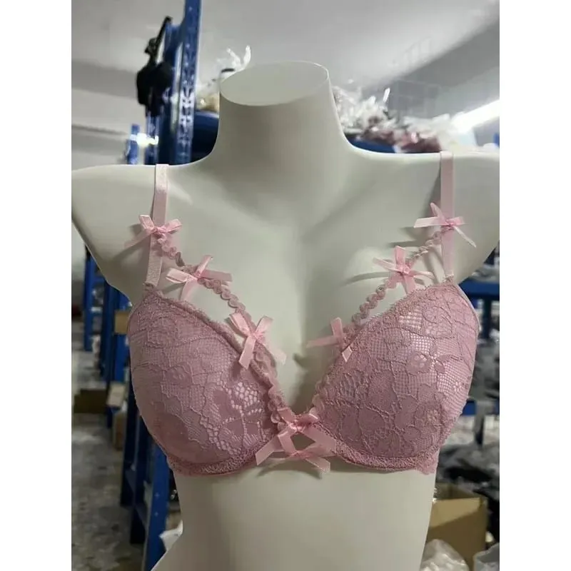 Boho Layered Lace Halter Bra Set - Design Hollow Out Mašle Top Vnitřní Červená Lace Up Podprsenka Summer Beach Dvoudílná sada spodního prádla MOYISU — image 1