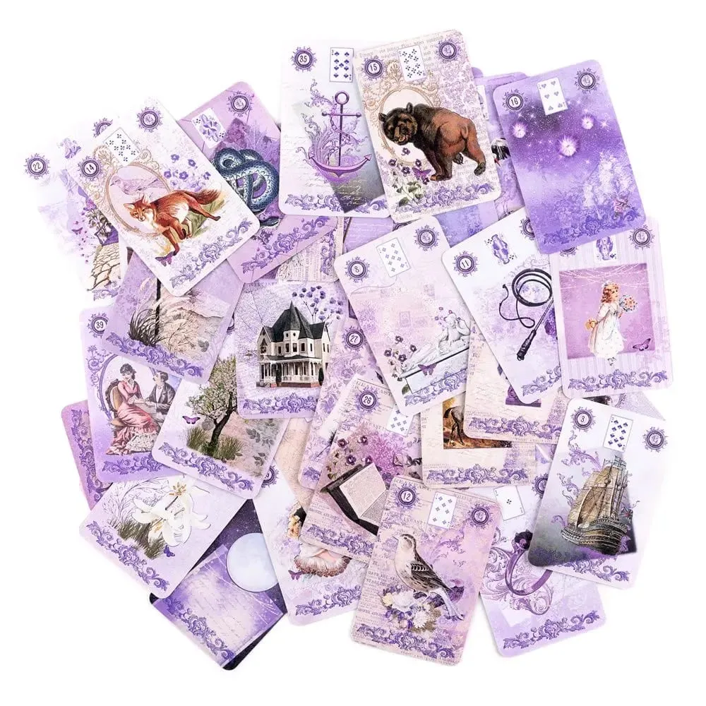 Lavender Lenormand Deck - 9*6cm 36 Cards with Vintage Botanical Illustrations Shabby Chic Purple Aesthetic Tarot Alternative — image 1