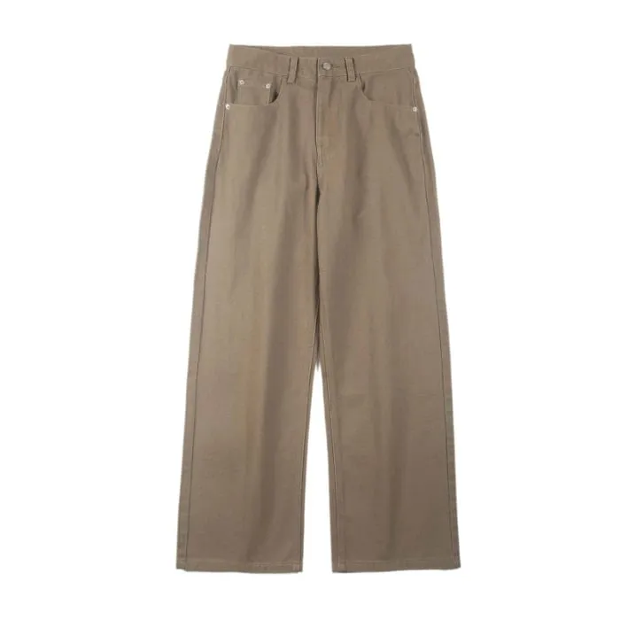 100 % Baumwolle Herren Baggy Straight Jeans Bequeme weiche Freizeithosen Mode koreanische weiße braune Denim-Hose Männliche Kleidung — image 11