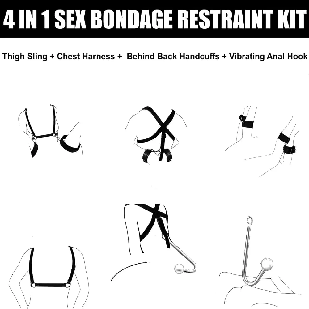Kits de jouets érotiques, menottes inversées de Bondage réglables, crochet Anal en métal, ensembles de ceintures de liaison, jouets sexuels pour Couples, jouets BDSM pour adultes — image 2