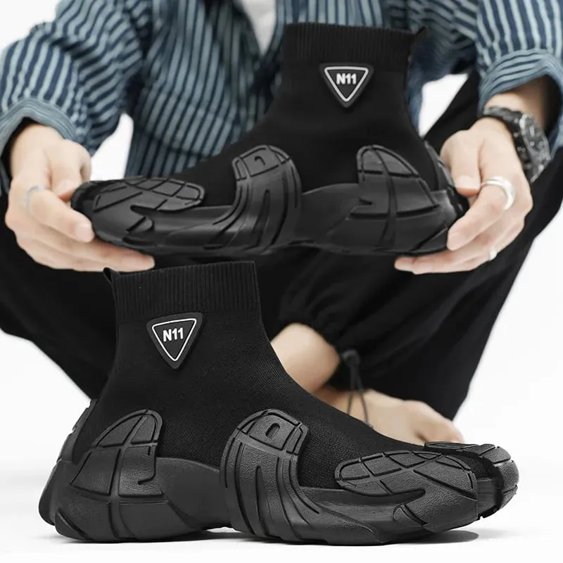 Stivali casual da uomo per esterni Stivali invernali firmati Scarpe da ginnastica morbide Calzini da uomo traspiranti Scarpe slip on scarpe sportive da passeggio leggere e piatte — image 3
