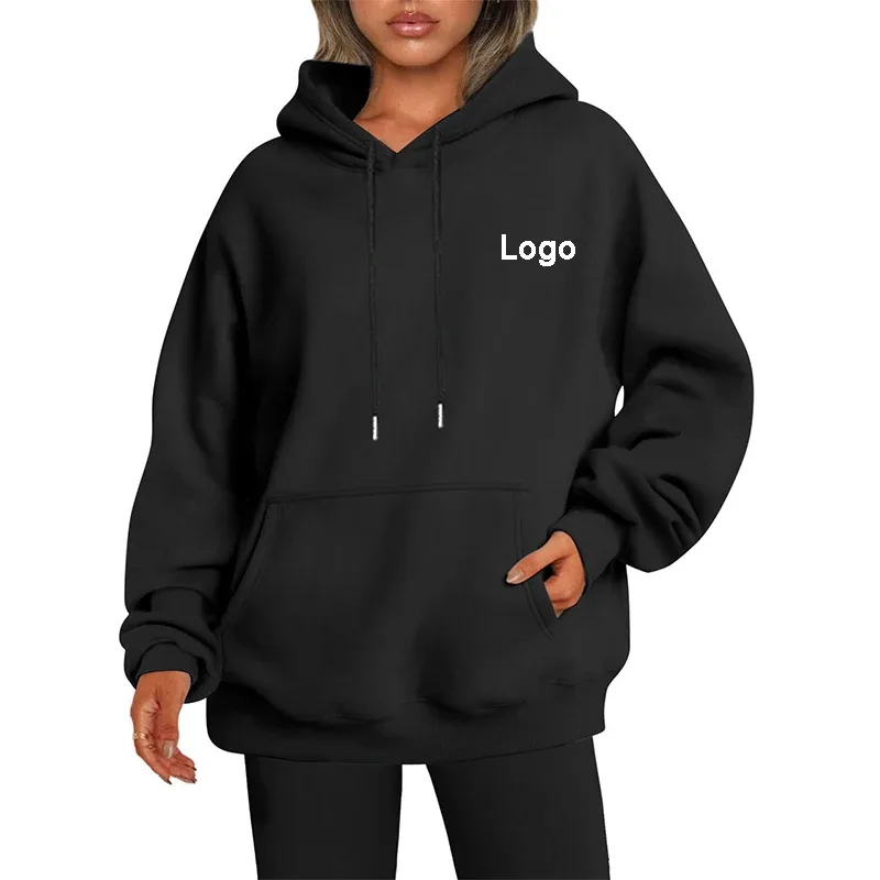 Hoodie Kebesaran Kustom Sweater Wanita Fashion Dicetak Longgar Lengan Panjang Bahu Manset Jatuh Sweater Ala Jalanan Sudadera — image 1