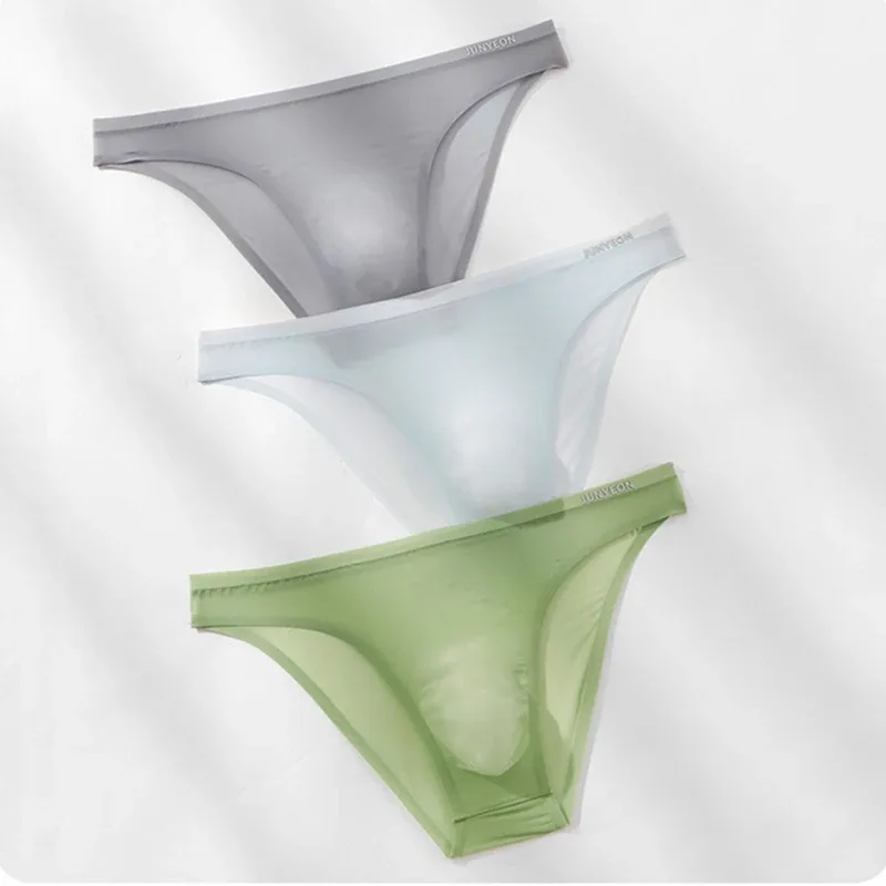 Bezešvé rychleschnoucí pánské kalhotky spodní prádlo Jednobarevné ledové hedvábí Ultratenké spodky Sexy prodyšné 3D pouzdro Kalhotky Spodní prádlo — image 28