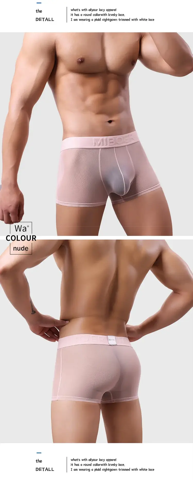Men's Transparent Full Mesh Boxer Briefs See-Through Underwear Low Rise U-Pouch Breathable Sexy Low-Rise Elastic Waistband — image 14
