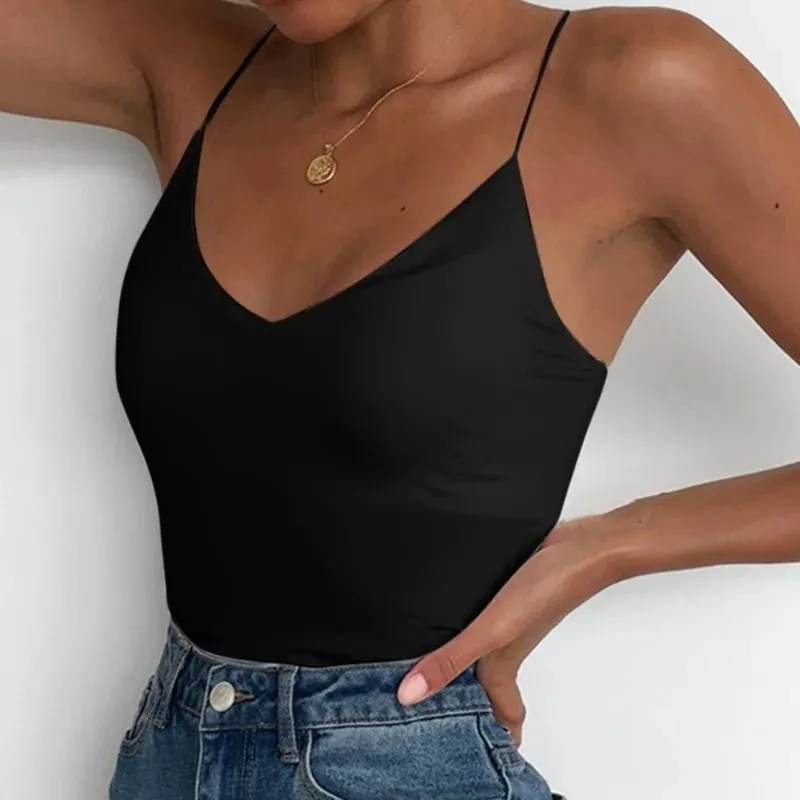Summer Sexy Women Thin Wild Solid Camis Vest Tank Tops Female Strap Basic Tops Slim Sleeveless Camisole — image 4