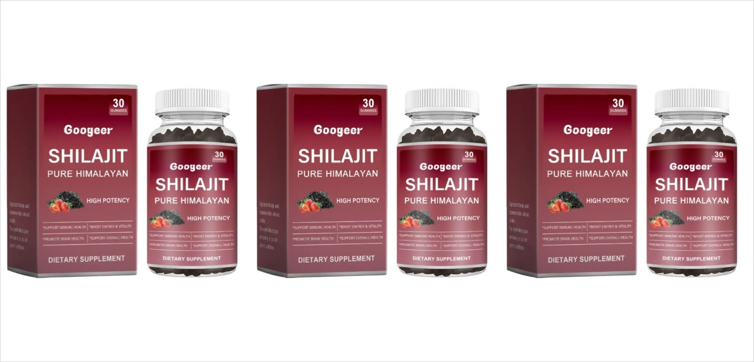 Googeer Shilajit Gummies Pure Himalayan High Potency Supports Immune Health Brain Health Daily Wellness 30 Gummies
