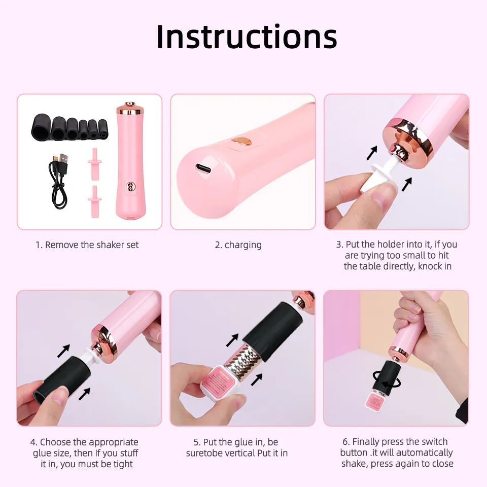Engros Usb Genopladning Øjenvippelim Shaker Omrører Makeup Værktøj Lash Extension Adhesive Rystemaskine Flydende Wake-Up Device — image 5