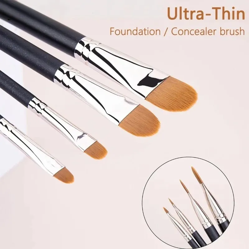 4 Jenis Ukuran Kuas Makeup Concealer Foundation Ultra-tipis Yang Ditingkatkan Alat Rias Concealer Krim Foundation Cair Profesional — image 1