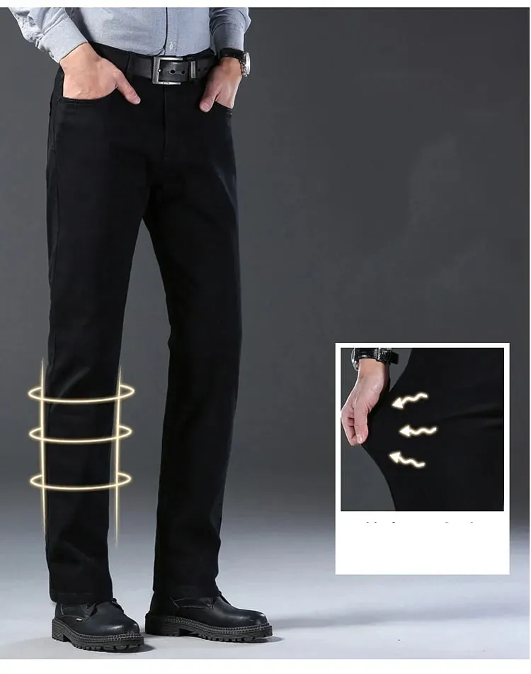 La nueva versión coreana para hombres es suave y cómoda, pantalones vaqueros elásticos de corte Regular, pantalones vaqueros negros de negocios de algodón informales a la moda — image 9