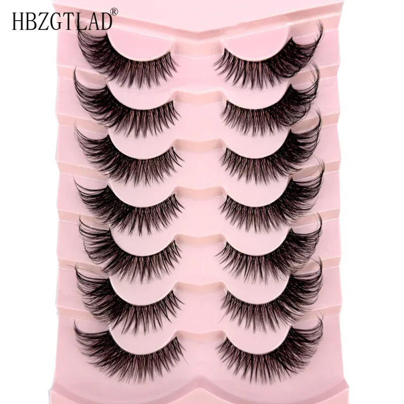 7/8 Paar Katzenaugen-Wimpern, Manga-Wimpern, 3D-Wimpern mit klarem Band, natürlich, halbe Wimpern, verlängerte Nerz-Wimpern, flauschige Wimpern — image 29