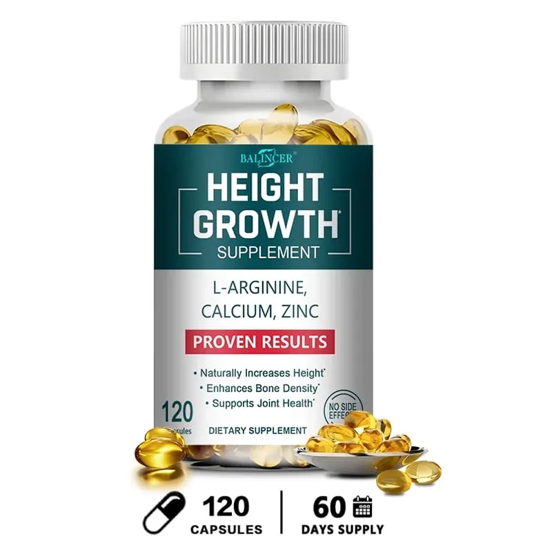 Suplemen Pertumbuhan Tinggi Kalsium Vitamin D3 Zink Pengukuhan Tulang Peningkatan Ketinggian Semulajadi untuk Kanak-kanak Remaja Dewasa
