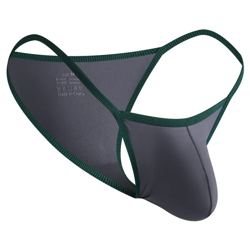 Slip taille basse en soie glacée pour hommes, slip en fil respirant, sous-vêtements