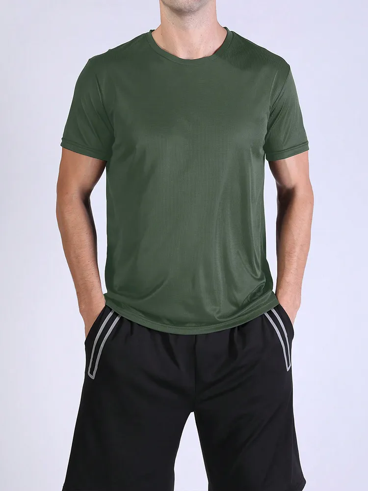 5PCS Men's Solid Color Ultralight Quick Dry Sport T-Shirt Breathable Lightweight Top For Fitness Training Workout Running Gym — image 5
