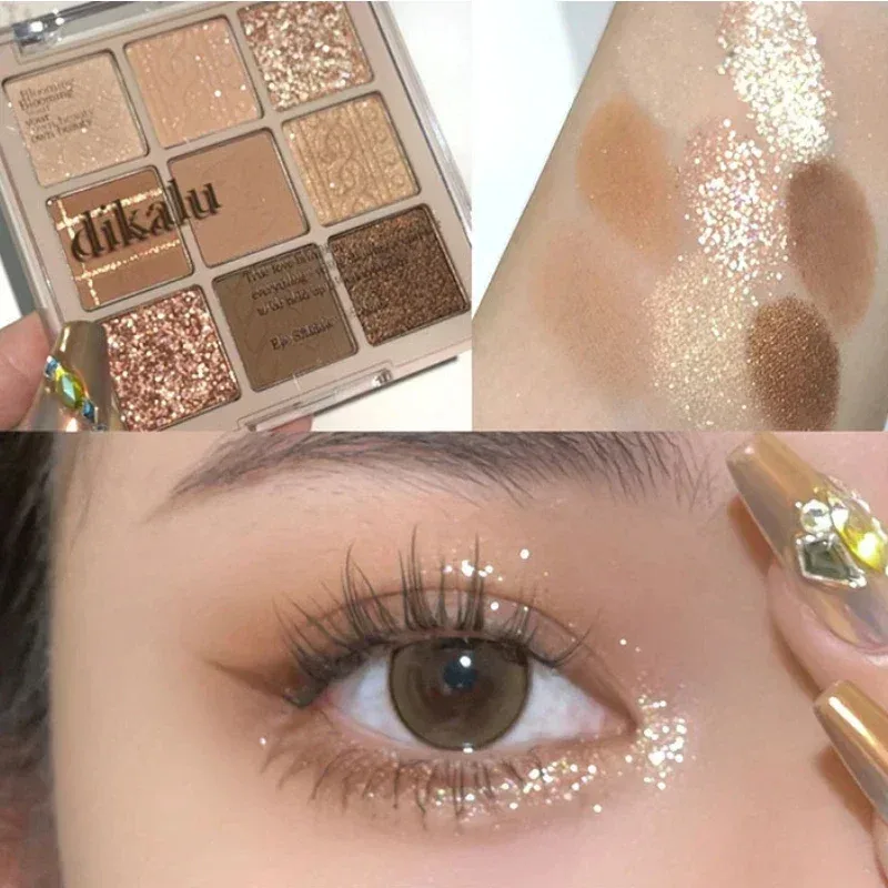 9-Izgara Göz Farı Paleti Glitter Sedefli Mat Akrilik Şeffaf Göz Farı Makyaj Uzun Ömürlü Kadın Güzellik Kozmetik 1 PC — image 3