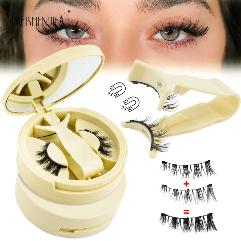 1/3 คู่ Magnetic Eye Lashes ขนตาทำด้วยมือ Soft Reusable Magnetic Lashes ดูธรรมชาติ 3D False Lashes แต่งหน้าแหนบชุด — image 17