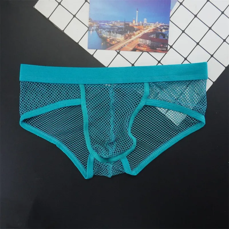 Plus Größe Mesh Unterwäsche Männer Transparent Große Fishnet U Pouch Briefs Männlichen Niedrigen Taille Einfarbig Sexy Perspektive Männliche höschen — image 20