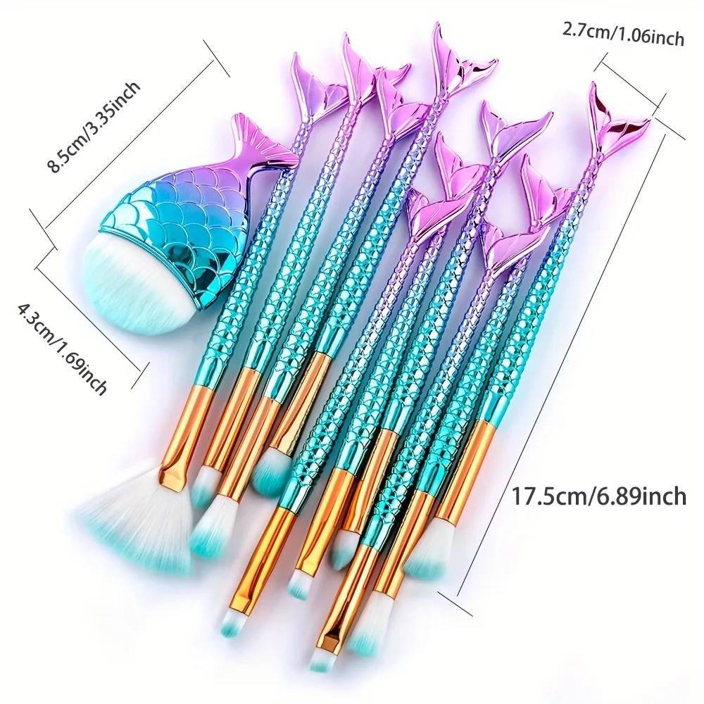 1/10 Adet Makyaj Fırça Seti -3D Denizkızı Makyaj Fırçası Göz Farı Fırçaları Kozmetik Fırçalar Göz Farı Eyeliner Allık Kapatıcı — image 2