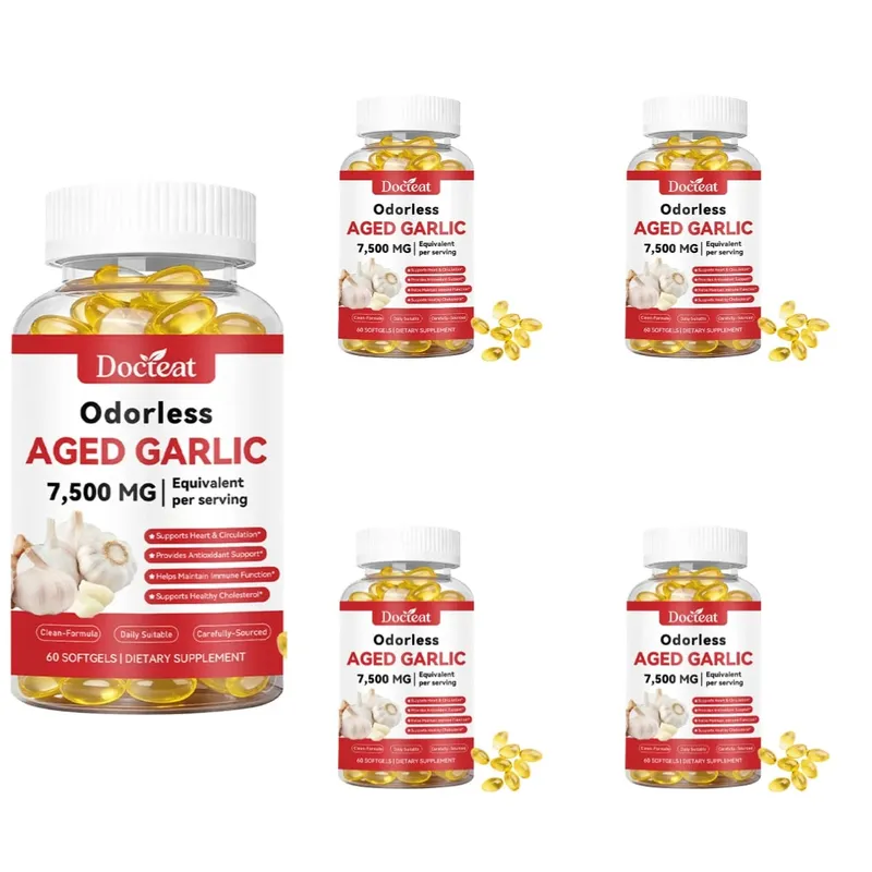 Odorless Aged Garlic Extract 7500mg เทียบเท่า 60 ซอฟท์เจล - ระบบภูมิคุ้มกันสุขภาพหัวใจอาหารเสริมสารต้านอนุมูลอิสระสำหรับผู้ใหญ่ — image 10