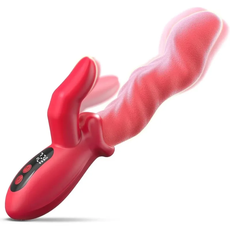 2 IN1 Wave Thrusting Dildo Vibrator untuk Wanita G Spot Arnab Vibrator Perangsang Kelentit Wanita Melancap Dengan LED Mainan Seks Dewasa