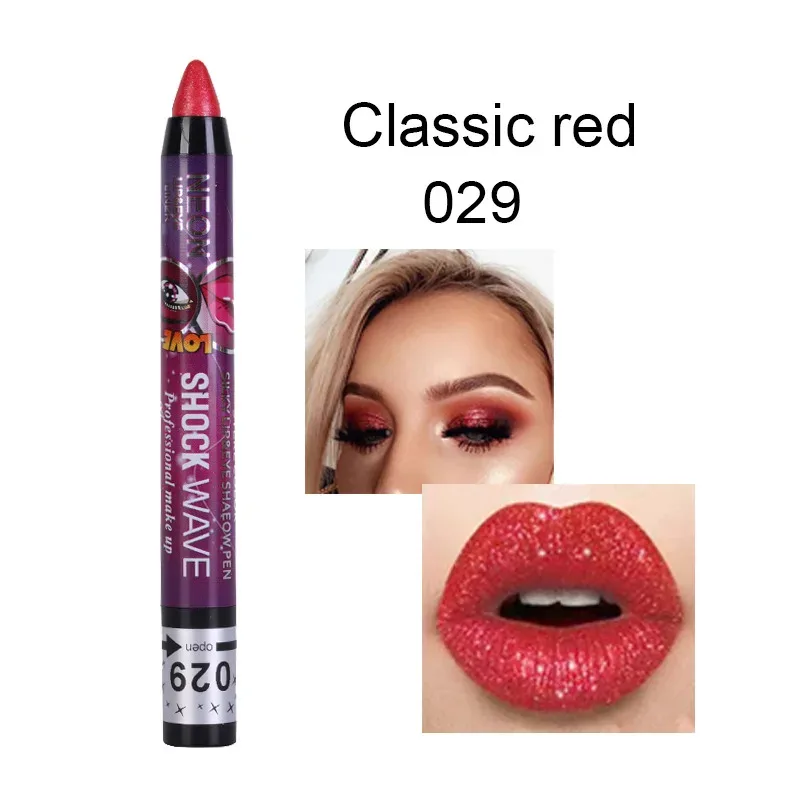2 In 1 Eyeshadow Lipstick Stick Pencil Waterproof Glitter Matte Eye Shadow Makeup Pigment Eyeshadow Pen