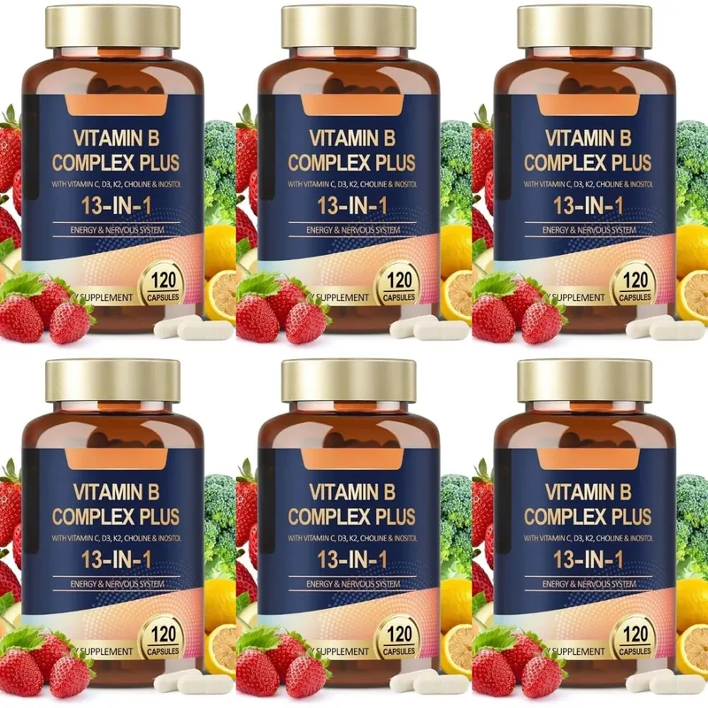 วิตามิน B Complex Plus13-in-1 120 มังสวิรัติแคปซูลพลังงานสนับสนุนสุขภาพภูมิคุ้มกัน Nerve Function Skin Wellness สารต้านอนุมูลอิสระอาหารเสริม — image 12