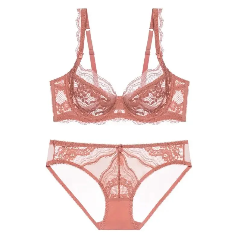 Plus Kích Thước Full Áo Ngực Quả Giá Bộ Áo Ngực Sheer Ren Hoa Mỏng Chống Chảy Xệ Hỗ Trợ Trong Suốt Quần Lót Nữ Thoáng Khí Dùng Thân Thiết — image 10