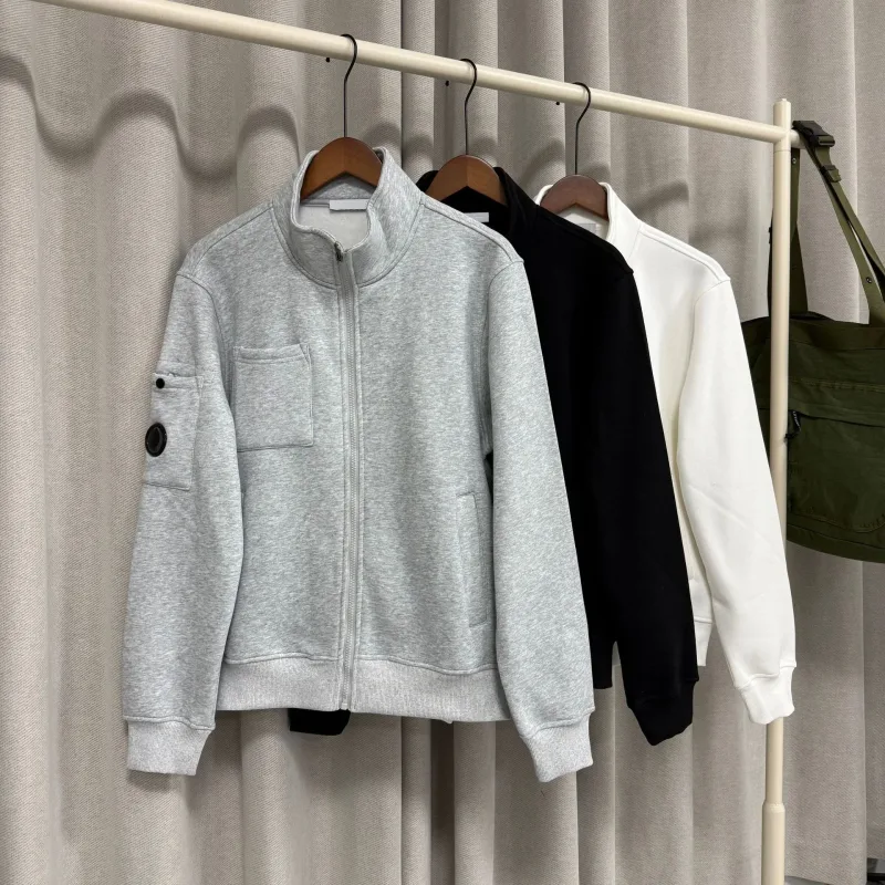 Spring New Style Casual Pure Color Stand Collar Jacket Men's Long Sleeve Zipper Closure Comfortable Cotton Sweatshirt — image 4