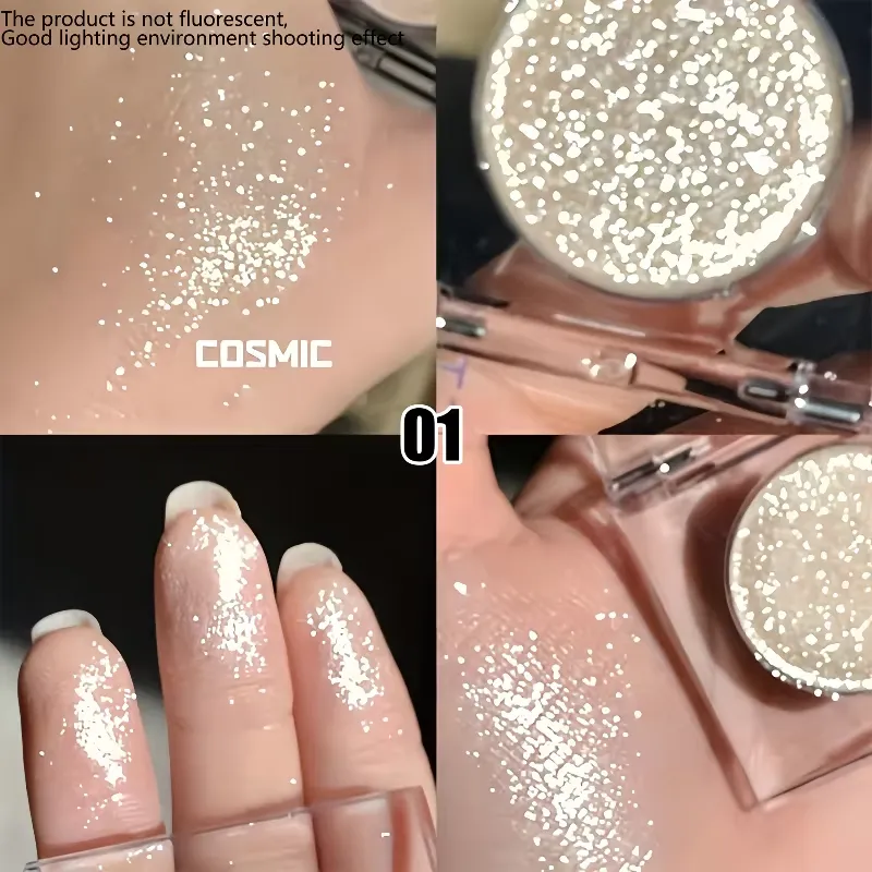 Fard à paupières pailleté longue durée – Finition radieuse haute brillance, effet de mise en valeur instantané, poudre scintillante, maquillage pour les yeux pour les fêtes.