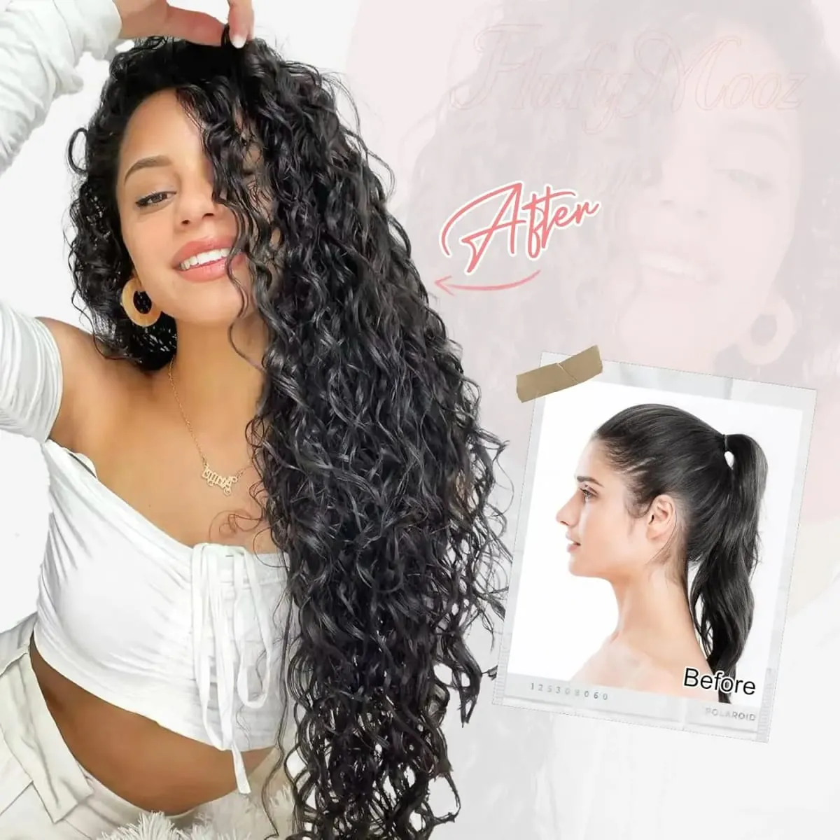 9PCS ที่ยอดเยี่ยม Handstitching คลิปในส่วนขยายของผม 22 นิ้ว CURLY Hair EXTENSION ยาวนุ่มสังเคราะห์ Hairpieces สำหรับผู้หญิง — image 5