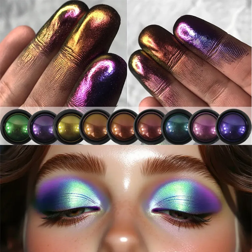 Poudre de fard à paupières caméléon multi-chrome, pigment changeant holographique multi-chrome pour le maquillage des yeux, Nail Art, Cosplay — image 2