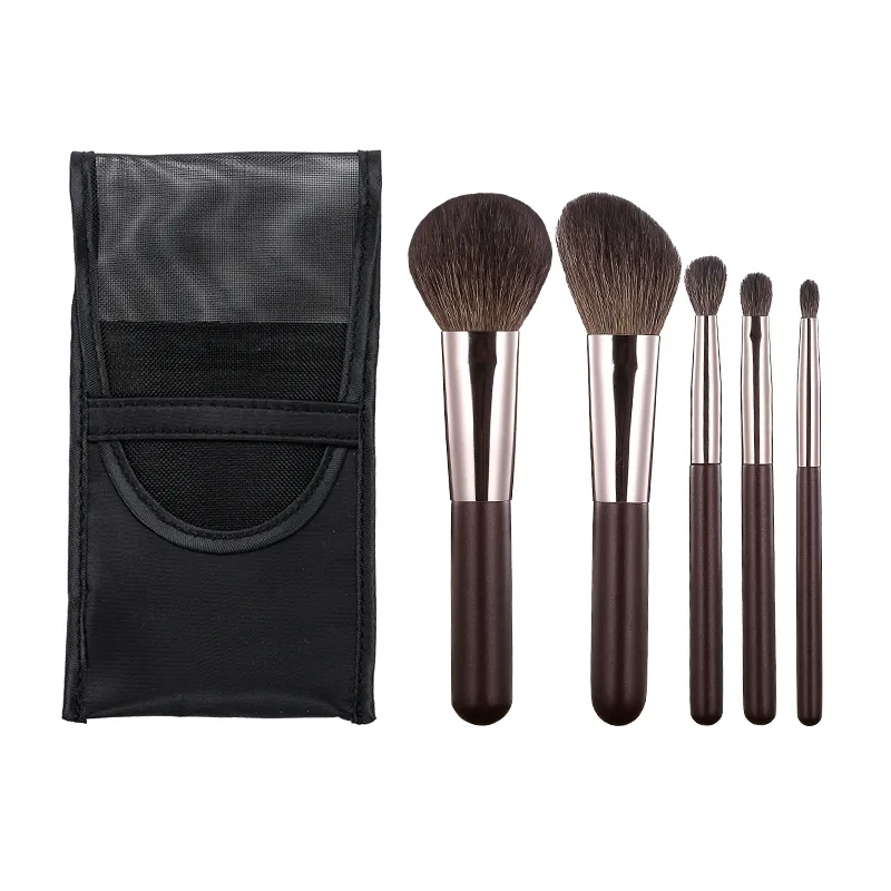 Ensemble de Mini pinceaux de maquillage, 5 pièces, ombre à paupières, fond de teint, poudre, correcteur de cils, lèvres, Blush, poils naturels, ensemble Portable de voyage — image 3