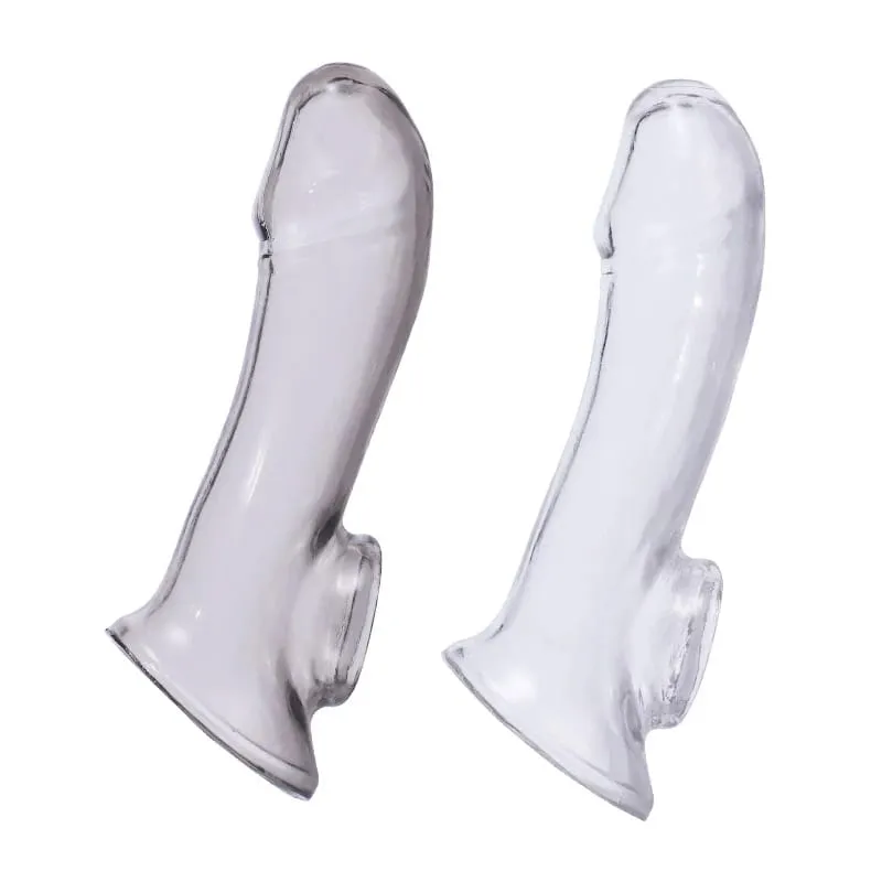 Extension Reusable Condom Penis Sleeve Male Enlargement Time Delay Dildo Enhancer Cock Rings Crystal Clear Condom Adult Sex Toys