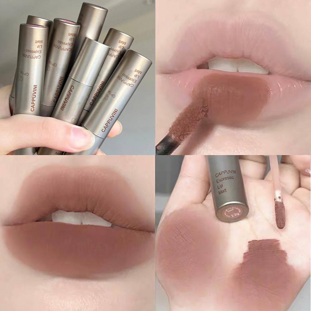 Cappuvini Espresso Matte Lipstick Velvet Lip Glaze Waterproof Long-lasting Texture Smooth Glossy Makeup Setting Lip Color — image 6