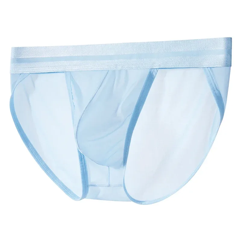 Ice Silk Ultra-thin Men's Underwear Summer Cool Breathable Panties Seamless Sexy U Pouch Men Briefs High Slit Triangle Pants — image 2
