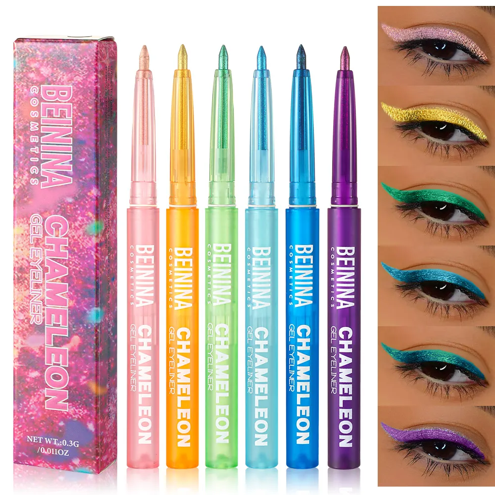 Shiny Chameleon Metallic Blue Eyeliner Gel Pen Ombretto Multicolor Eye Liner Perlescente Polarizzato Glitter Eye Pigment Cosmetico — image 5