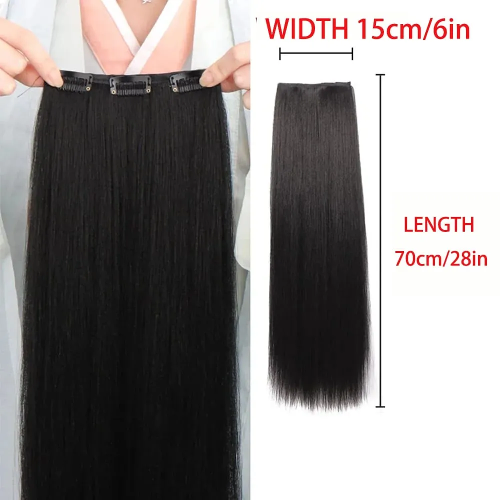 Synthetic black women's vertical hair extensions hair extensions five different lengths of headwear for women's wigs — image 25