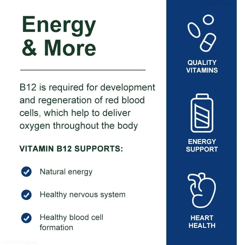 Vitamin-B12-Kapseln unterstützen zelluläre Anämie, Energieproduktion, bekämpfen Müdigkeit, psychische Gesundheit, Stimmungsstabilität und bewahren die Nerven — image 5