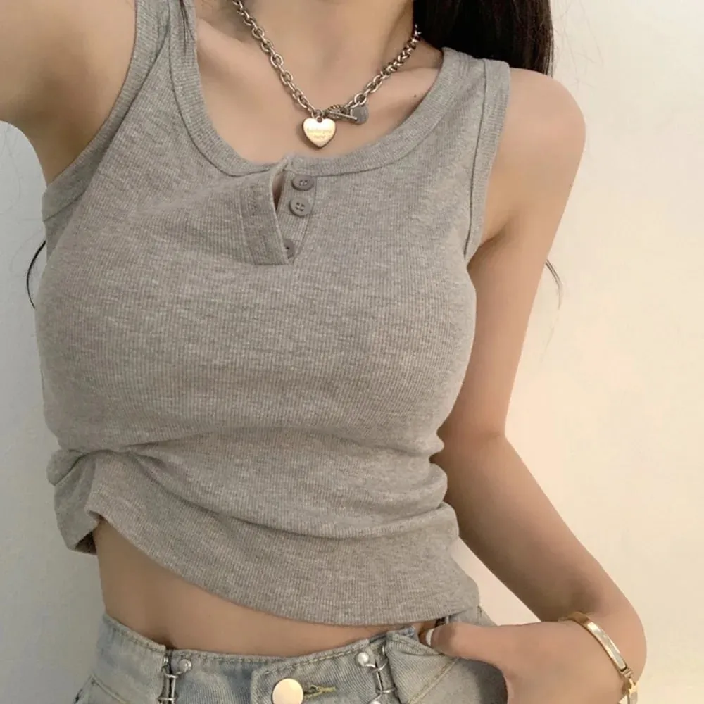 Linne för kvinnor Ribbstickad Button Down Ärmlös blus Enfärgad Casual Dam Tonåringar Trendiga Basic sommarklänningar — image 2