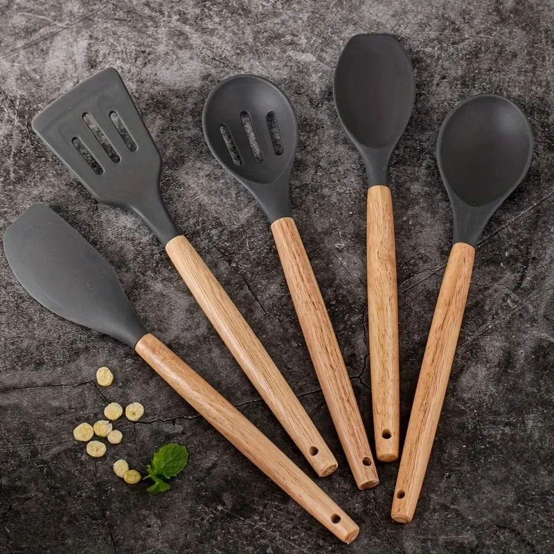 Ensemble d'ustensiles en silicone 14 pièces avec support en plastique — image 13