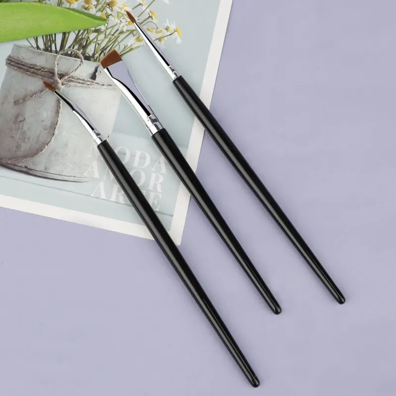 3 pezzi combinati pennelli per dettagli linea labbra ultrasottile pennello per linea occhi pennello per correttore contorno sopracciglia pennelli per trucco palpebra inferiore — image 6