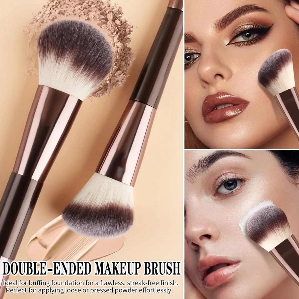 6 Buah Set Kuas Rias Kepala Ganda Kuas Alis Eyeshadow Kontur Perona Pipi Bubuk Alat Kosmetik Wajah Penuh