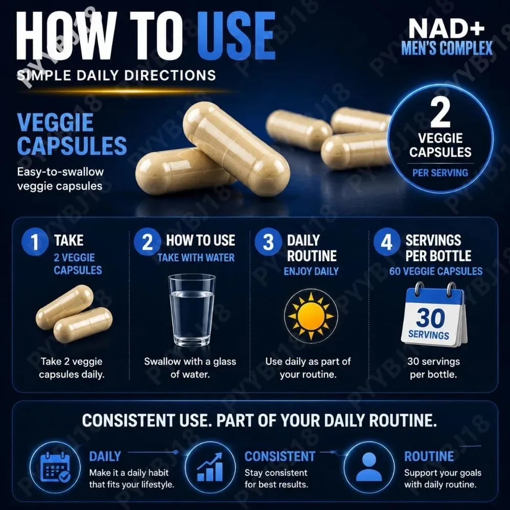 NAD+ 남성용 복합 캡슐 1000mg, CoQ10 레스베라트롤 세포 에너지 및 활력 보충제가 근육 건강을 지원합니다 60개 — image 5