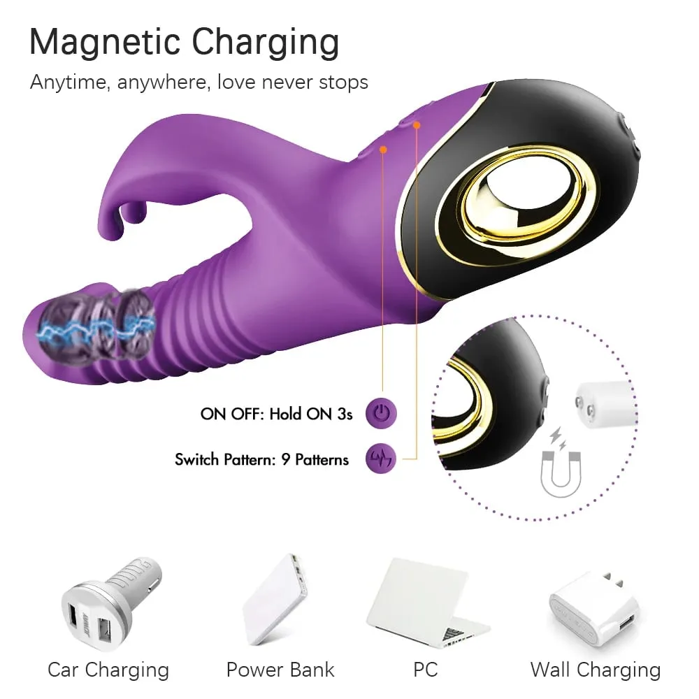 9 โหมดอัตโนมัติ Telescopic Rabbit Vibrator สำหรับผู้หญิง G Spot Clitoral Stimulator หญิง Masturbator ของเล่นสำหรับผู้ใหญ่ — image 5