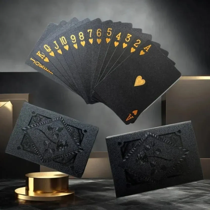 1PcsColor Schwarz Gold Spielkarte Spiel Karte Gruppe Wasserdicht Poker Anzug Magie Dmagic Paket Brettspiel Sammlung Unterhaltung — image 1