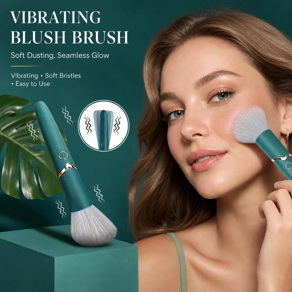 Elektryczny pędzel do makijażu Sonic wibrujący płynny podkład w proszku Narzędzie do mieszania różu Ergonomiczny akumulator USB Beauty Face Massage — image 2