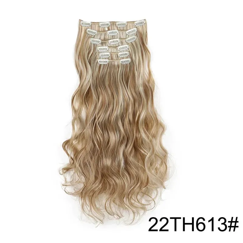 22Inci Sintetik 6pcs/set Sambungan Rambut Kerinting Panjang Tebal Potongan Rambut Lembut untuk Liputan Garis Rambut Pendek untuk Penggunaan Harian Wanita — image 18