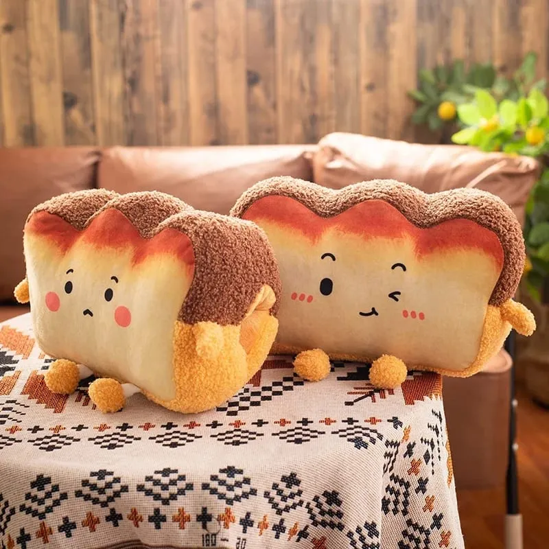 35x25cm Toast Bread Pillow Hands Warmer Winter Warm Plushie Emotion Face Human Figured Soft Cushion Decor Friend Gift — image 5