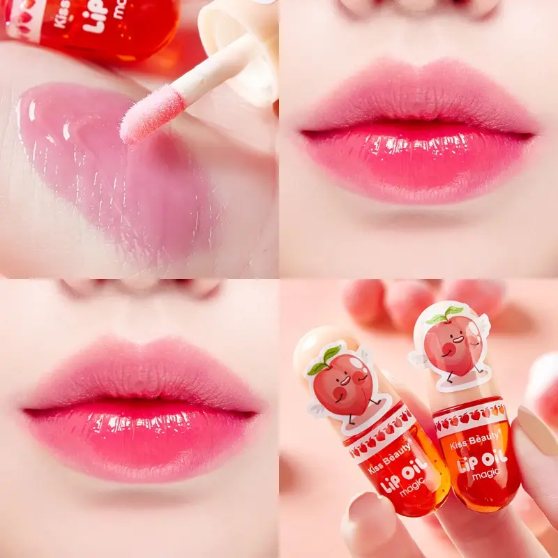 1 pçs hidratante cor mudando batons líquidos transparente pêssego lábio óleo hidratante natural lipgloss maquiagem duradoura cosméticos — image 2